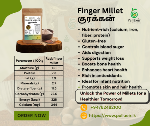Finger Millet | Kurakkan | குரக்கன் | 400g Unpolished Rice |100% Gluten Free & Natural | High Protein & More Fiber